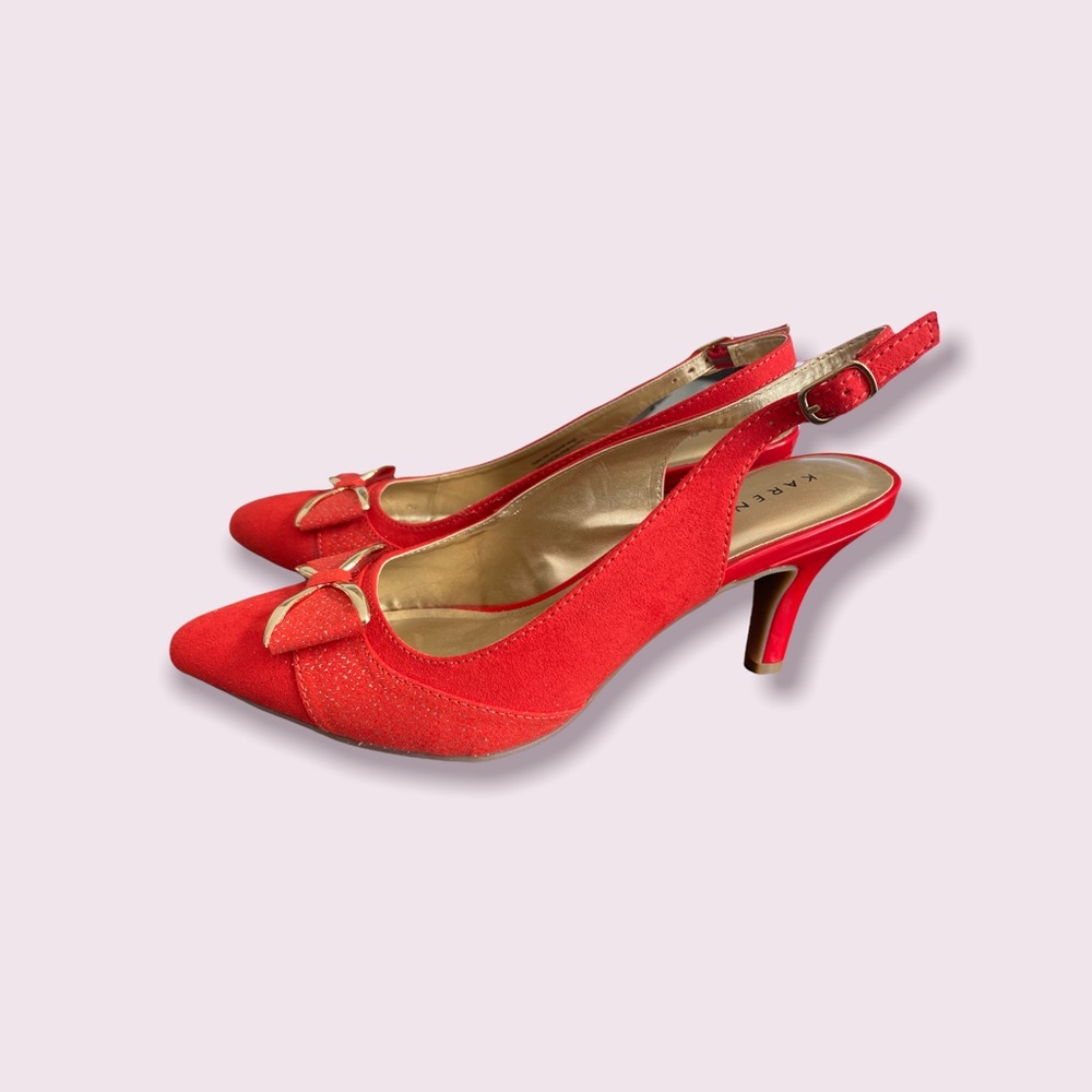 Red suede kitten heels - new